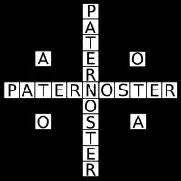 The SATOR letters rearranged into a PATERNOSTER cross with A and O in the quarters