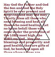 A printed blessing overlaid with a six-pointed star